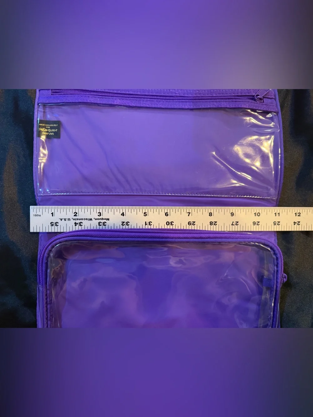 Yves Saint Laurent -Purple Logo Jacquard Clutch/Cosmetic tri fold travel bag